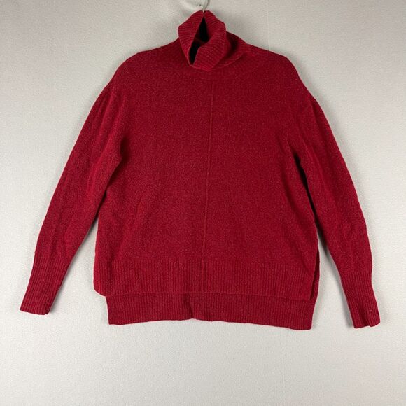 Athleta Merino Wool Blend Transit Pullover Turtleneck Sweater Womens Medium Red - Picture 2 of 13